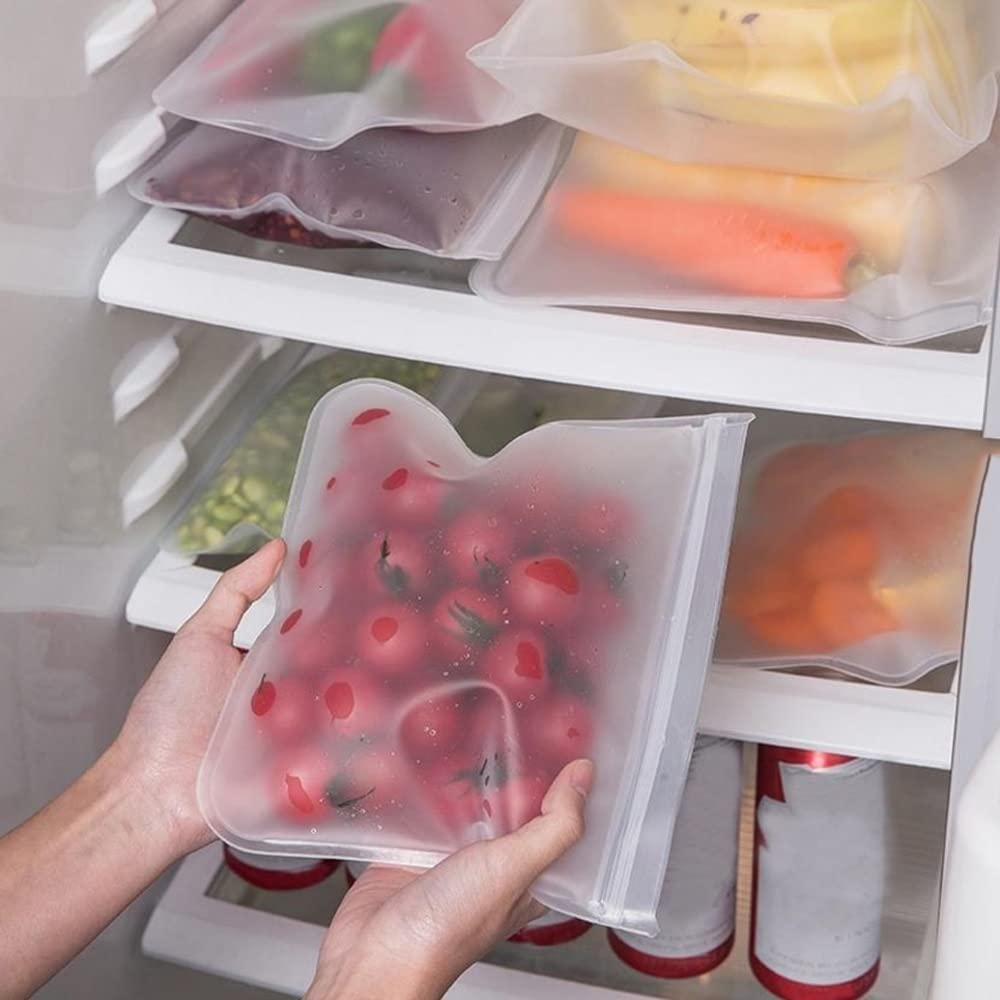 Sacchetti Per Alimenti 5pcs cucina in silicone alimentari sacchetto di stoccaggio contenitore riutilizzabile frutta vegetale stand up zip shut borse organizer Ziplock Bags