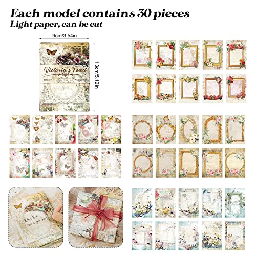 120 Pcs Aesthetic Scrapbook Paper Vintage Floral Scrapbook Supplies Diy Crafts Embellishment Ornament Papers Journal Decorative Background Memo Journaling Supplies #TOP2