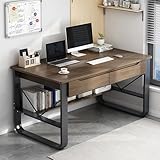 Computertisch mit Ablagefächern und Schubladen, moderner Gaming-PC-Schreibtisch, Holztischplatte mit Metallrahmen, Arbeitstisch, Arbeitsstation für das Home Office (100 x 60 x 72 cm (39 x 24 x 28 Zoll