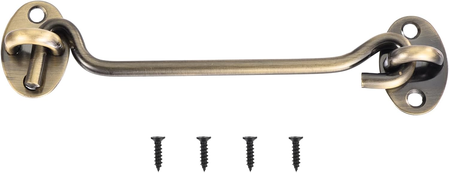 uxcell 6 Inch Hook and Eye Latch, Barn Door Lock Privacy Hardware Stainless Steel Gate Lock for Window Cabin Hooks Sliding Door Bedroom Bathroom, Bronze