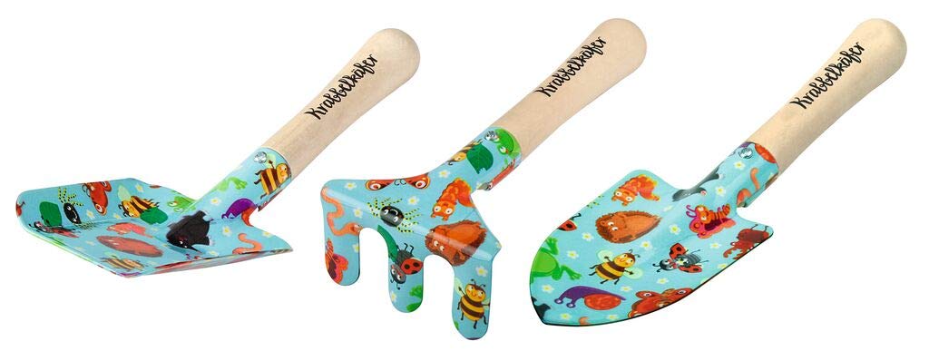 Moses. 16142 - Set di 3 Attrezzi da Giardino per Bambini, Paletta da Giardino, Vanga e rastrello, Multicolore