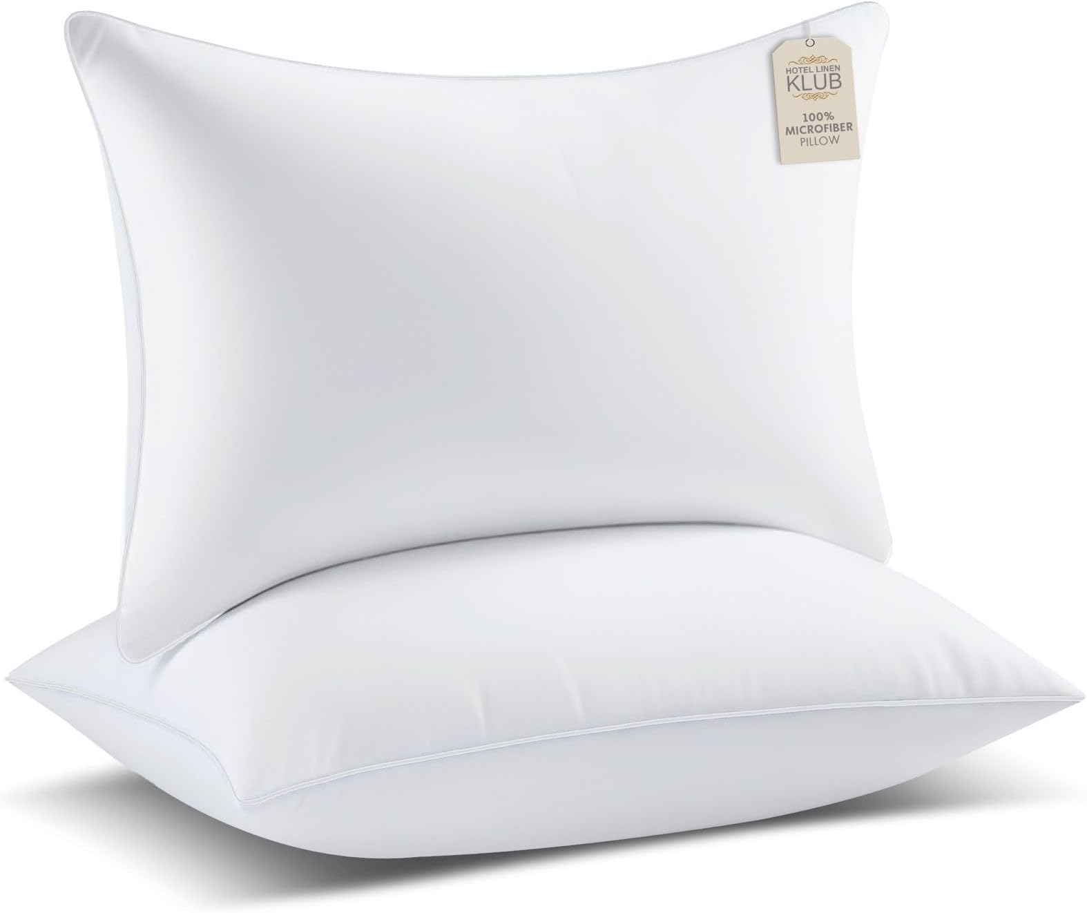 Hotel Linen Klub Premium Pack of 2 Pressed Pillows -100% Microfiber Outer Cover, 800 Grams Plush Hollow Fiber Filling for Ultimate Comfort and Support, Size: 50x70 cm, Soft White