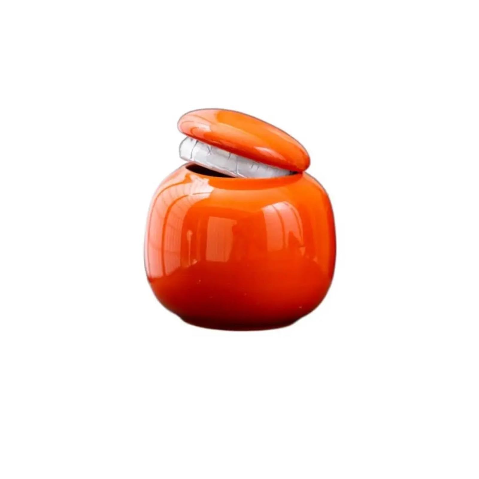 AYWTIUN tea storage jars Sub-bottling Color Glaze Ceramic Jars Portable Empty Sealed Tea Storage Jar Mini Box Cosmetic(Orange-Square Round)