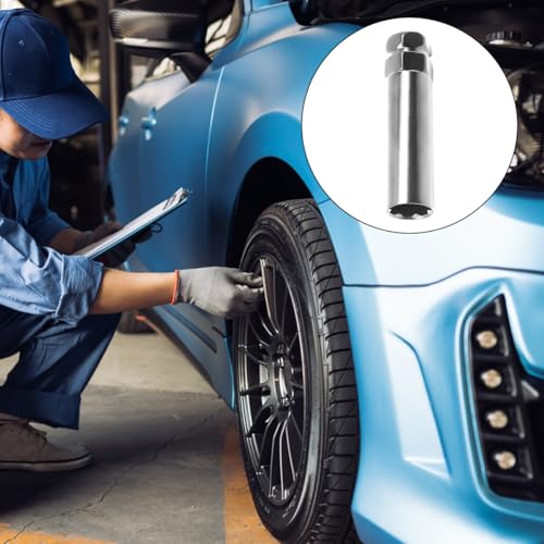 Image of Car 6 Point Spline Lug Nuts Key Tuner Socket Tool, Automotive Wheel Lock Removal Replacement with 3 /4 inch 19mm & 13 /16 inch 21mm Hex, Compatible M12x1.5 1.25 1 /2-20 Thread (Silver)