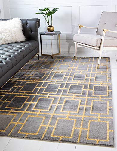 Unique Loom Marilyn Monroe Glam Collection Area Rug - Deco (5'x 8' Rectangle, Gray Gold/ Gold)