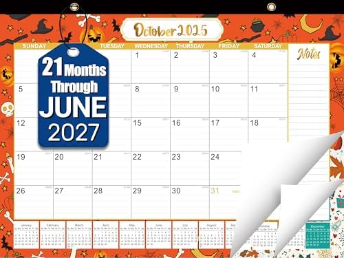 Desk Calendar 2026-2027, 21 Months Oct 2025 - June 2027, Large 17