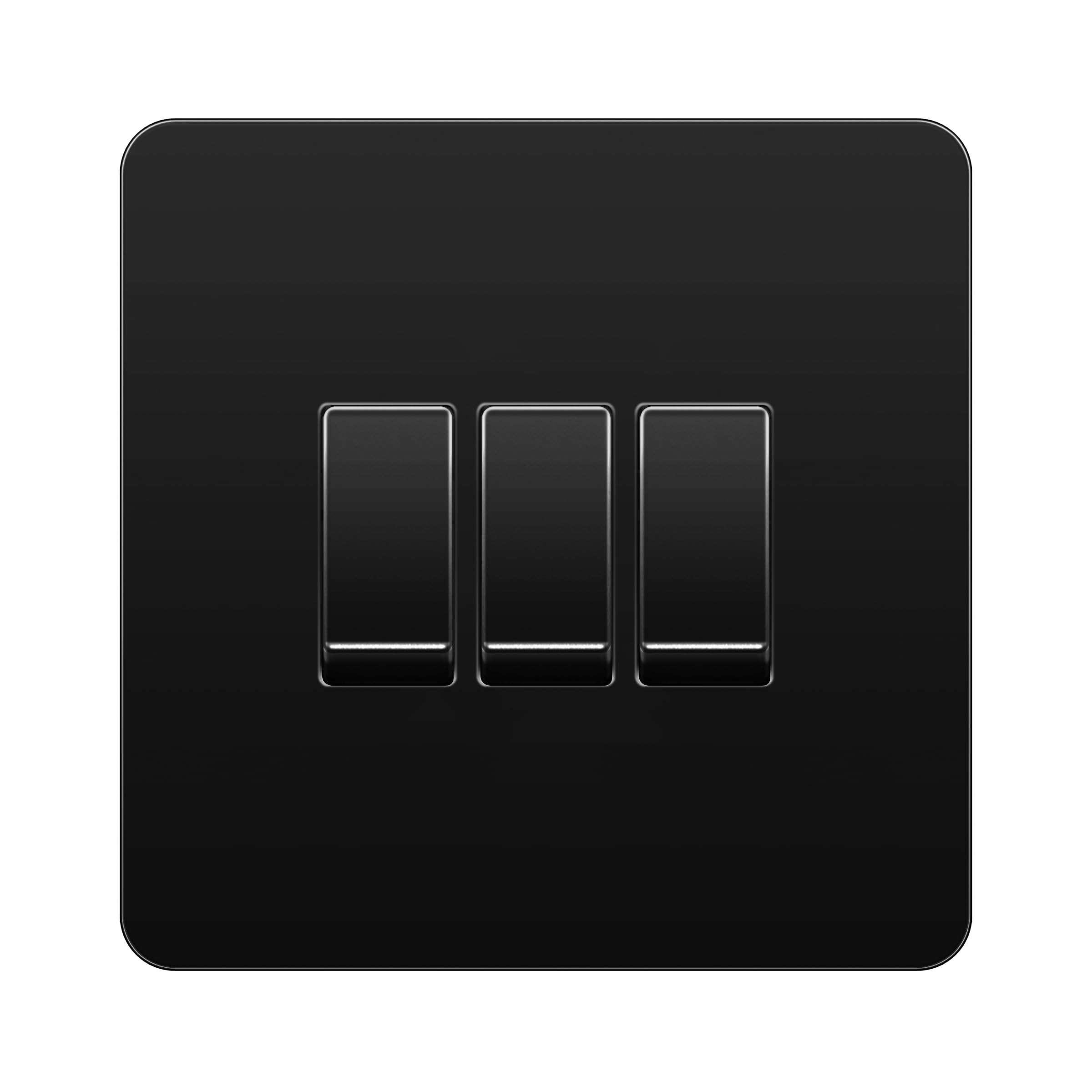 LIDER 3-Gang Screwless Light Switch, 1-Way/2-Way, Round Edges, 16A, Black — image 1