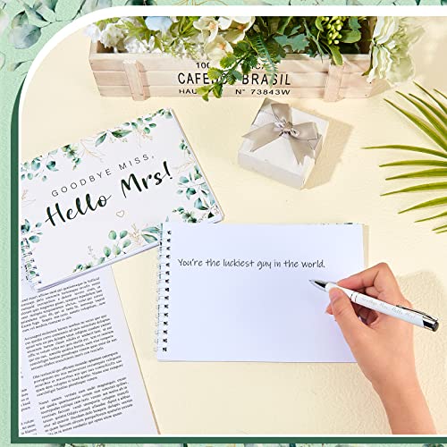 Tenare Goodbye Miss Hello Mrs Hen Party Guest Book and Keepsake Pen Party Gift Accessories Kiss The Miss Goodbye Hen Night Gifts Bride Advice Book with Pen for Wedding Bridal Shower(Greenery) - Image 4