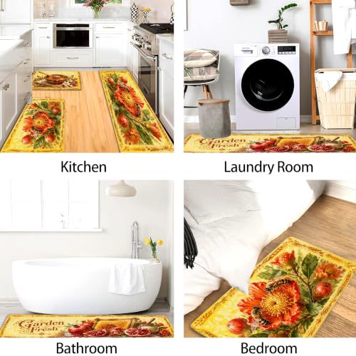 Tapis de cuisine vintage Farm Fresh : ensemble de 3 tapis de sol floraux doux premium - 5
