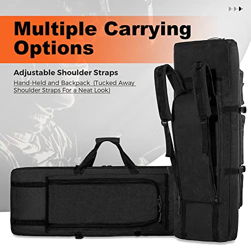 Perfbags Double Rifle Backpack Tactical 36 Inch, Soft Gun Case For Rifles Carbine Gears Range Bag With Pistol Storage, Padded Carrying Shotgun Case For Shooting Hunting #TOP2