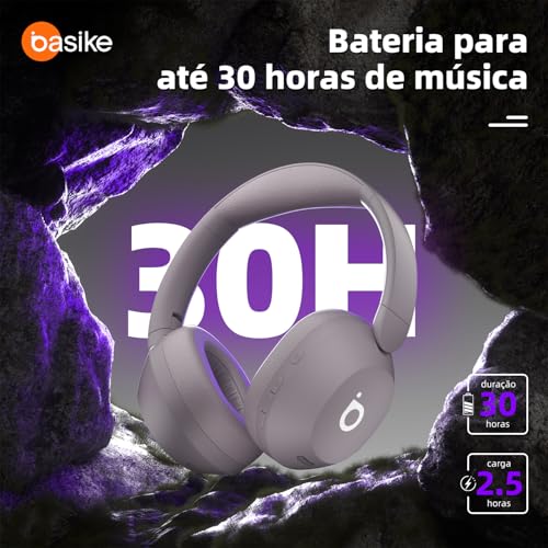 Basike Fone de Ouvido Bluetooth, ANC Cancelamento de Ruído Ativo Headphone Bluetooth 5.4 Headset com