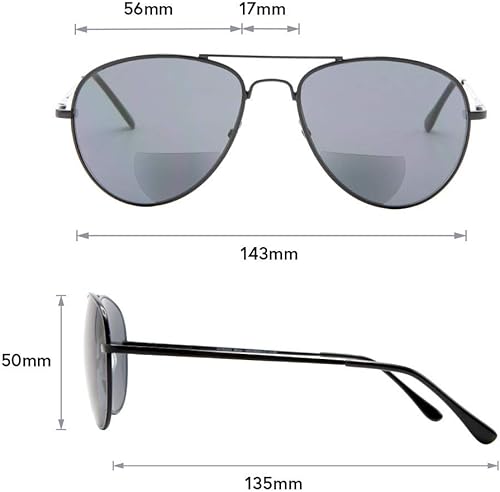 Miniatura 5 de VITENZI Gafas de sol bifocales para hombres y mujeres, gafas de lectura de aviador teñidas con lectores - Milán, M