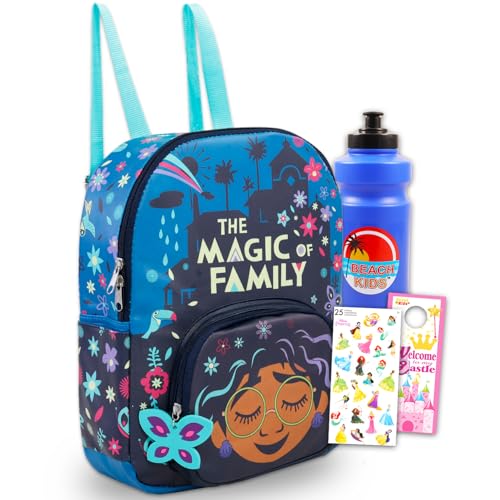 Disney Encanto - Mini mochila para niñas, paquete con bolsa pequeña Mirabel de 14 pulgadas para niñas más botella de agua, calcomanías, más mochila Encanto para niños, niños pequeños