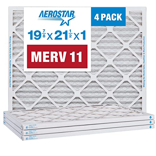 Aerostar 19 7/8X21 1/2X1 Merv 11 Pleated Air Filter, Ac Furnace Air Filter, 4 Pack (Actual Size: 19 7/8" X 21 1/2" X 3/4") #TOP3