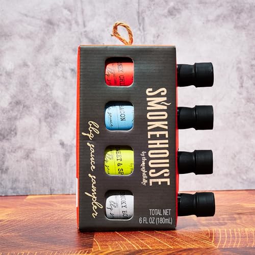 Smokehouse by Thoughfully Gourmet BBQ Saucen Probier-Set - Geschenkbox mit 4 veganen Barbecue Grill-Saucen - 4 x 45 ml