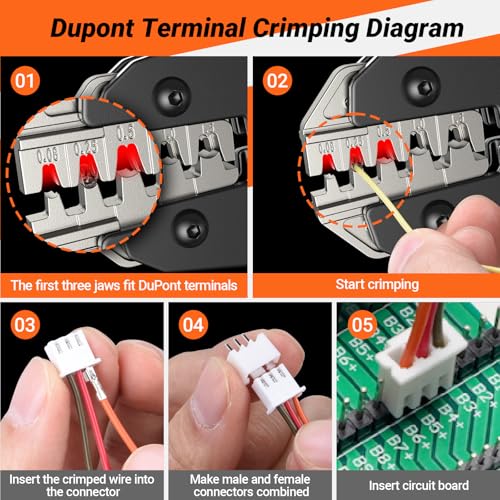 Crimping Pliers for Dupont Circlip, Preciva Wire Terminal Crimp Tool for ATX/EPS/PCIE/SATA Power Supply Pins, 0.08-1.5mm²/AWG28-16 Ratchet Crimper for Electrical Jobs - Image 4