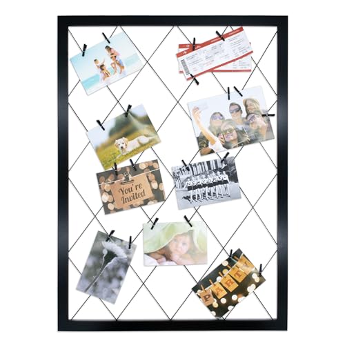 Spetebo Holz Bilderrahmen schwarz mit Gummileinen - 75 cm x 55 cm - DIY Foto Collage Rahmen mit 20 Holzklammern - Gitter Fotohalter Bildergalerie Fotoboard Fotoleine Spetebo Holz Bilderrahmen schwarz mit Gummileinen - 75 cm x 55 cm - DIY Foto Collage Rahmen mit 20 Holzklammern - Gitter Fotohalter Bildergalerie Fotoboard Fotoleine