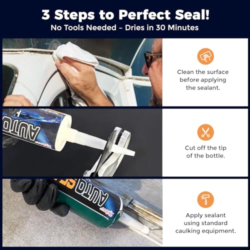 Image of Seam Sealer Automotive-Professional Grade High Strength Waterproof Adhesive for Truck,Marine,Auto Body Repair, Rust & Leak Prevention-Quick Paintable Sealant for Metal,Plastic,RV Roof Sealant White