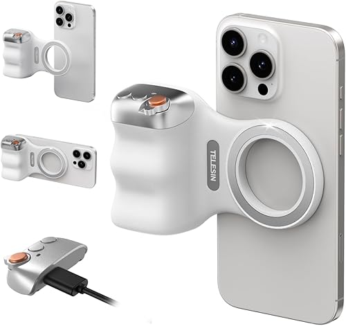 TELESIN Cámara magnética mejorada para teléfono, estilo DSLR, agarre de obturador para iPhone y Android con botón de obturador inalámbrico