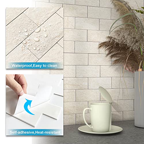 Benice Peel And Stick Backsplash For Kitchen,Bathroom Wall Backsplash Tile Peel And Stick Shower Tiles Waterproof(5Sheets,Rustic Beige) #TOP4