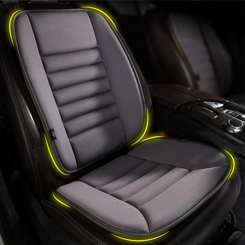 Image of Auto Oprema Car Seat Cushion and Back Support Pillow 1.2'' Thick Memory Foam Desk Chair Cushion Back Support for Automotive Seat Driver, Travel, Leg and Back Pain Relief, Washable, Adjustable Grey