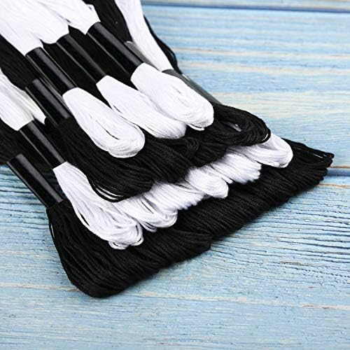 Peirich 24 Black Embroidery Floss Cross Stitch Thread Friendship Bracelets Floss with 12 Pieces Floss Bobbins for Knitting, Cross Stitch Project