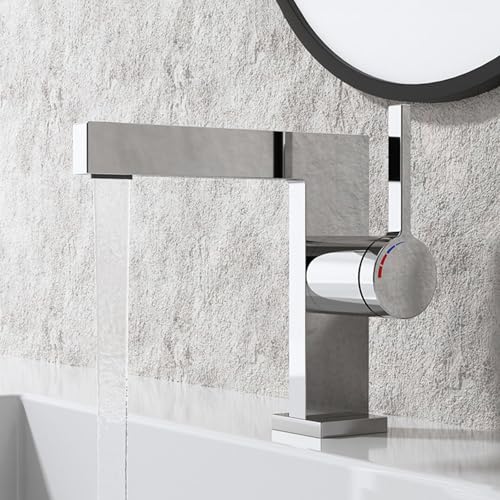 Robinet mitigeur eau chaude froide avec jet cascade design pour vasque dorée en cuivre