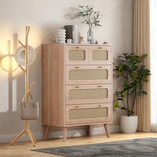 FEEOHOME Armario con cajones de ratán