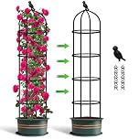 Garden Obelisks Trellis for Climbing Plants, 6FT Metal Garden Trellis, 1 Pack Plant Support for Climbing Rose, Tomato, Cucumber, Flowers, Grape, Pea, Outdoor Indoor 175cm Obelisks for Climbing Plants