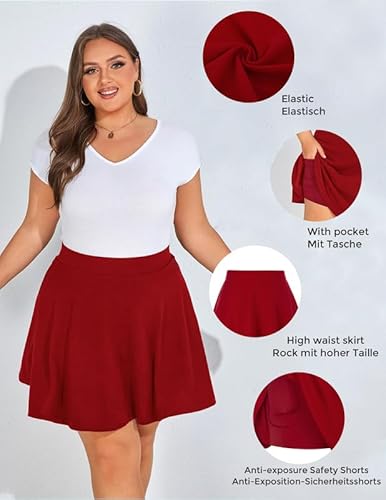 Hanna Nikole Summer Skirt with Shorts Women Plus Size Casual Mini Skater Skirt Elastic Black Tennis Skort High Waist Basic Pleated Golf Skorts with Pockets - Image 2