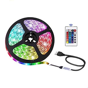 NA USB LED Strip Lights with Remote Control, Flexible Color，5050 RGB，6.56 FT/2M，DIY Indoors