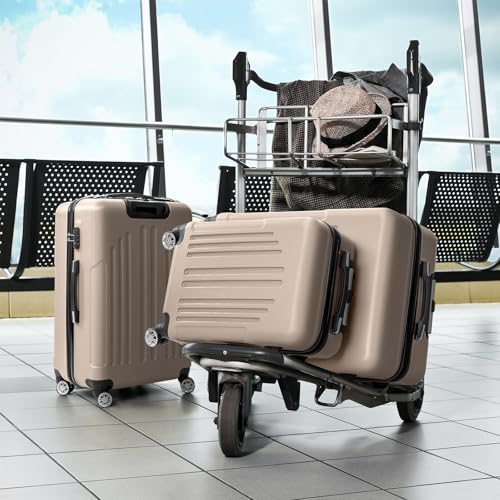JHshop 3pcs Luggage with Wheels Suitcase Luggage Rolling Travel Bag for Lightweight Suitcase Large Capacity Luggage with Wheel 20in 24in 28in - Champagne Gold