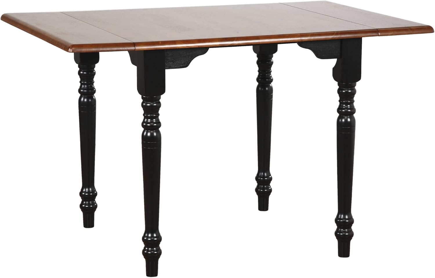 Sunset Trading Selections 48" Rectangular Extendable Drop Leaf Seats 6 Dining Table, 3 Sized, Distressed Antique Black with Cherry,PK-TLD3448-BCH