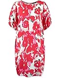 Weite, halbe Ärmel Taifun Damen Kleid aus satinierter Viskose halber Arm, weiter Arm, elastischer Ärmelsaum floral knieumspielend Rose Kiss Gemustert 42