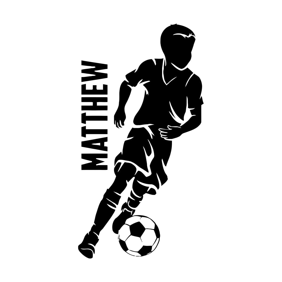Personalized Soccer Player Name Wall Decals Football Boys Custom Wall Sticker Kids Room Decoration Boys Gifts Vinyls Small - 29x57cm — image 1