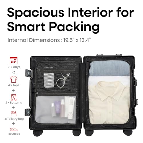 Image of 20 Inch Premium All Aluminum Carry On Luggage 22x14x9 Airline Approved Zipperless Hard Shell Suitcase with TSA Lock Silent Spinner Wheels for Business Travel,Grey