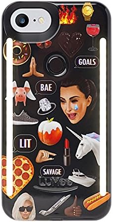 LuMee Duo Kimoji LD-IP8KMJI-MB LED dual sided illuminated Selfie Case for Apple iPhone 8/7/6s/6 in Black