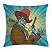 Dekoracja domu poszewka na poduszkę steampunk i zachodni styl robot kowboj robi OK ilustracja gesty poszewki na poduszki stylowe poszewka na poduszkę miękka poszewka na poduszkę na sofę samochodową, 45 x 45 cm