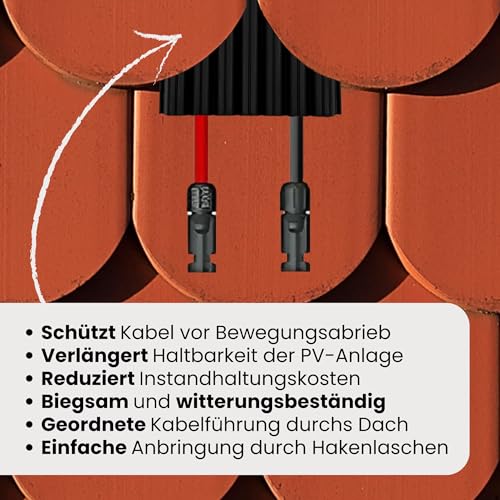 2 x Dachdurchführung Solar (bis zu 7 Kabel mit 6 mm² Dicke) - PV Kabeldurchführung für Solaranlage auf Ziegeldach - Solar-Kabeldurchführung Wasserdicht - Durchführung für Solarkabel (0% MwSt.)