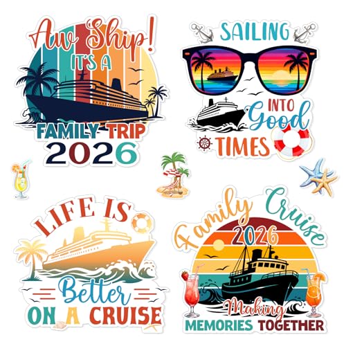 Decoraciones magnéticas para puerta crucero 2026, 7 piezas retro