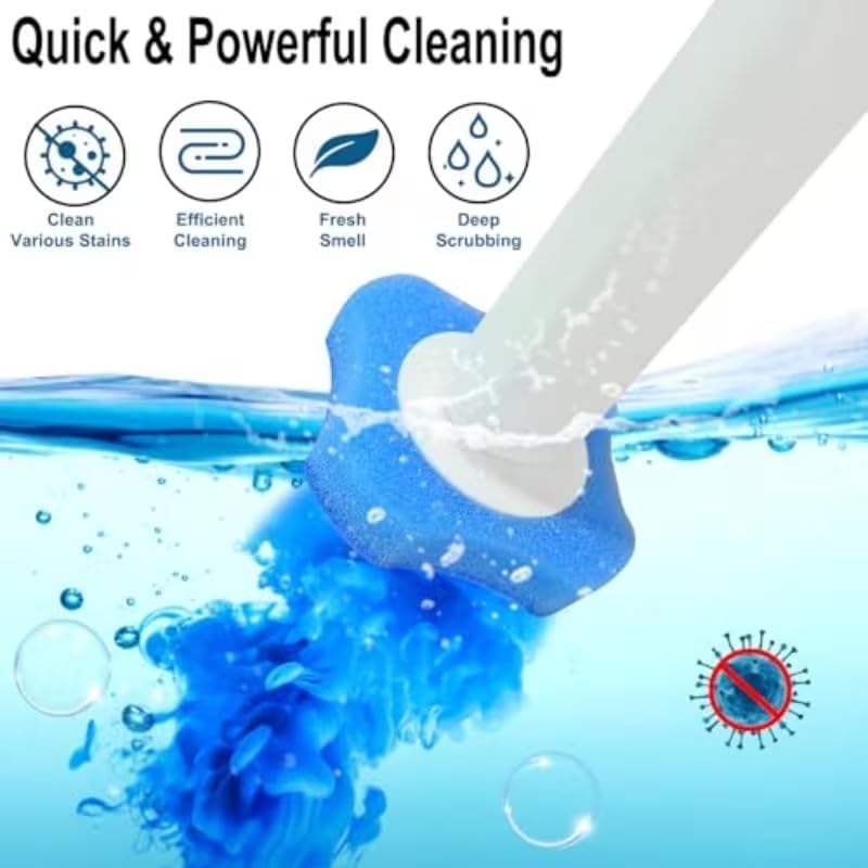 Image of CRIYALE 12pc Disposable Toilet Brush Refills, Toilet Cleaning Sponge for Supreme Deep Cleaning and Hygienic Bathroom Maintenance Household Products Accessory (12 Blue Only Refilles)