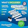 Densurefit Silicone Kit for Upper and Lower Denture, 3-6 Month Soft Silicone Dentures Repair Set to Refit and Tighten, Easy to Use Reline Set with Larger Primer and Applicators for Comfortable Fit