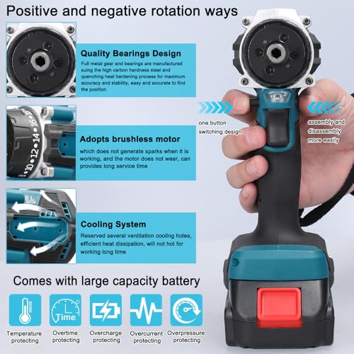 Taladro Eléctrico Inalámbrico 21V Motor Sin Escobillas miniatura 5