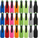 24 Pcs Beer Bottle Sleeves 12oz Bottle Insulators with Zipper Multicolor Bottles Holder Beer Jacket for Beach Pool Summer Parties