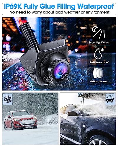 AHD 1080P Rückfahrkamera Auto Rückfahrkamera mit 360°+45° Einstellbares Objektiv Kabel Rückfahrkameras 170° Weitwinkel Universal NTSC Rückkamera Unterstützt 12–24V Frontkamera Auto für Vans LKW