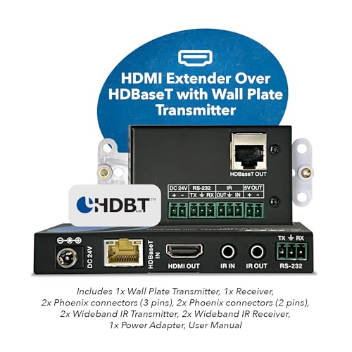 Image of OREI 4K Wall Plate HDBaseT HDMI Extender, Over Single Cat6 /Cat7 Cable Wall Plate Transmitter 4K @ 60Hz UltraHD with HDR & 2 Way IR Control - Up to 230 ft