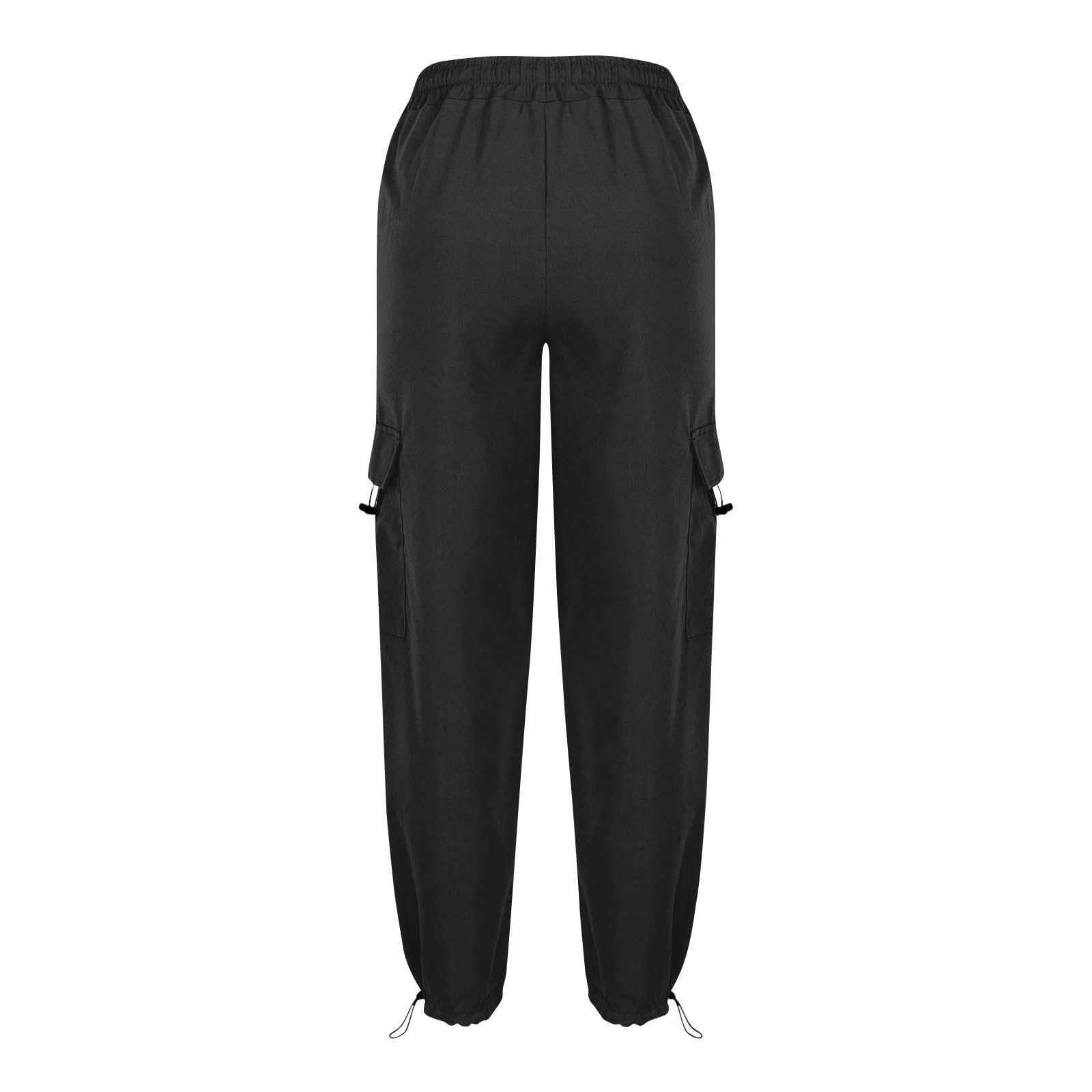 Girls Parachute Cargo Pants High Waisted Baggy Casual Y2K Trouser Kids Wide Leg Hip Hop Streetwear with Multi Pocket - 5