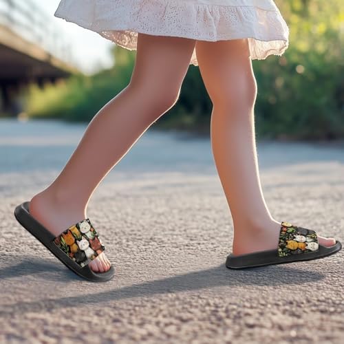 Image of Unisex Slides for Girls Boys Comfortable Slippers Slides Non-slip Shower Shoes House Fashion Thick for Indoor & Outdoor Gifts