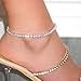 QJLE Tennis Ankle Bracelets for Women,3mm Cubic Zirconia Silver Anklet for Women Adjustable Cute Summer Beach Anklets Jewelry