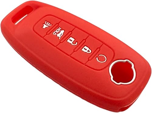 Miniatura 4 de Funda de goma de silicona para llavero compatible con Nissan Pathfinder Rogue (5 botones, negro y rojo)